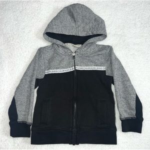Calvin Klein Toddler Sweatshirt Hoodie Zippered Full Zip Grey/Black Unisex 2T